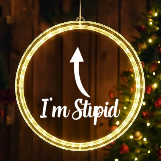 Discover I'm Stupid Up Arrow Funny LED Christmas Window Lights