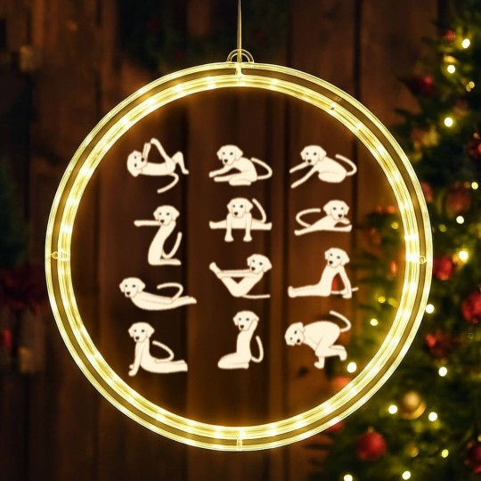 Discover Dogs doing Yoga Funny Animal LED Christmas Window Lights LED Christmas Window Lights
