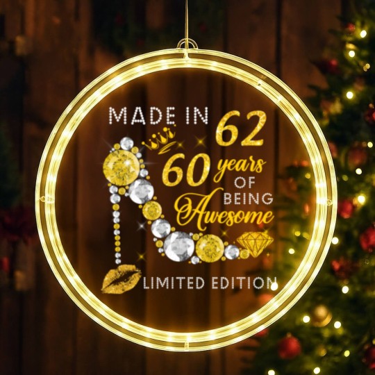 Discover Made In 1962  60 Years Of Being Awesome Jewelry Gold Sparkle - Made In 1962 - LED Christmas Window Lights