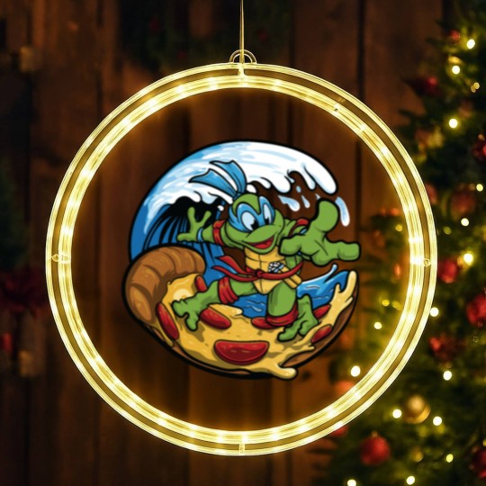 Discover ninja turtles surfing pizza LED Christmas Window Lights