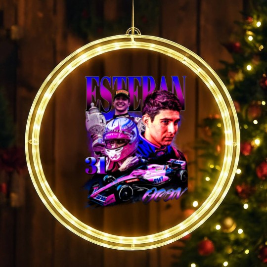 Discover Esteban Ocon LED Christmas Window Lights Driver Racing Championship Formula Racing LED Christmas Window Lights French Vintage Design 90s Graphic LED Christmas Window Lights