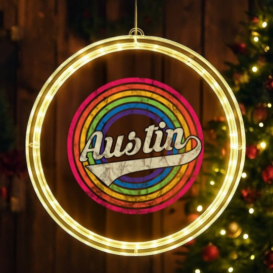 Discover Austin- Retro Rainbow Faded-Style - Austin - LED Christmas Window Lights