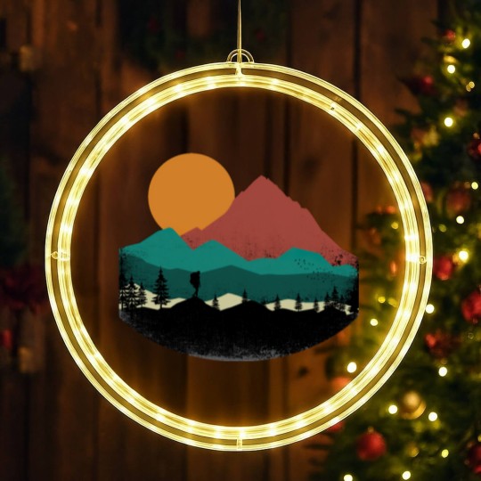 Discover Retro Evergreen Mountain Hiker LED Christmas Window Lights