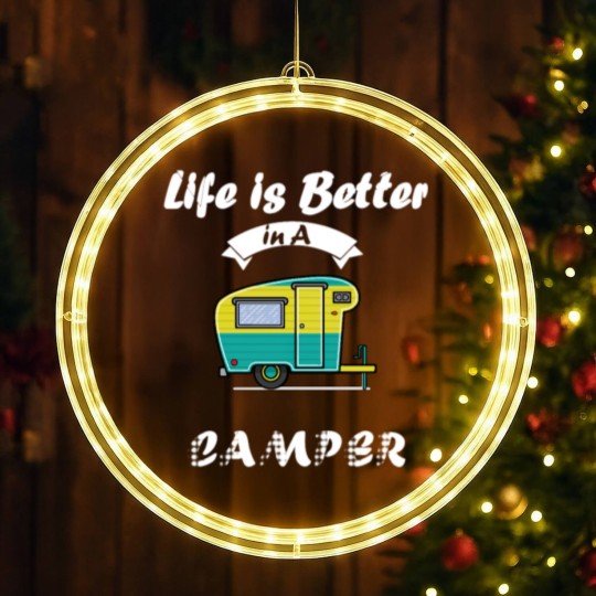 Discover Happy Life in Camper - camping LED Christmas Window Lights