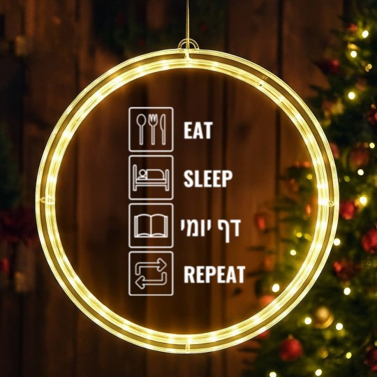 Discover East Sleep Daf Yomi Repeat! Jewish Humor - Funny Jewish Gift - LED Christmas Window Lights