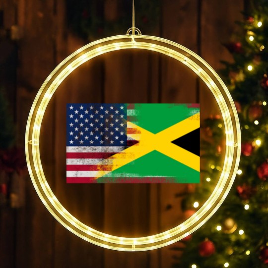 Discover Jamaican American Half Jamaica Half America Flag LED Christmas Window Lights