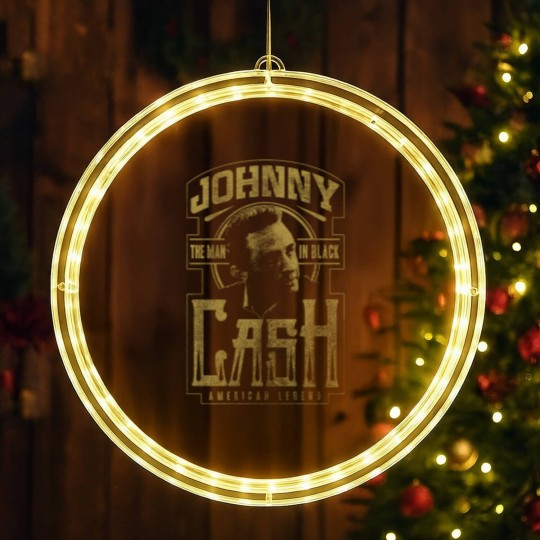 Discover Johnny Cash The Man In Black Vintage 90's LED Christmas Window Lights - Johnny Cash LED Christmas Window Lights, Classic Rock Music LED Christmas Window Lights, Raptee, Vintage LED Christmas Window Lights, Music LED Christmas Window Lights