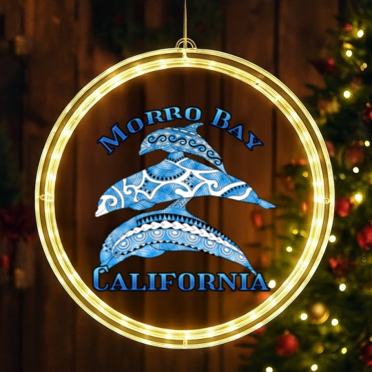 Discover Morro Bay California Vacation Tribal Dolphins LED Christmas Window Lights