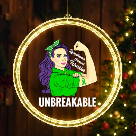 Discover Lymphoma Cancer Awareness Warrior Unbreakable Support - Lymphoma Cancer - LED Christmas Window Lights