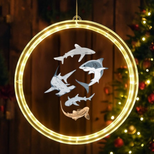 Discover Types of Sharks Collection LED Christmas Window Lights