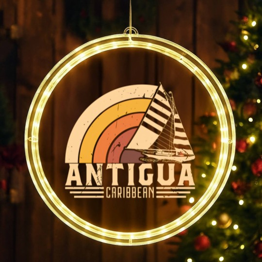 Discover Antigua Retro Sailing Vacation Design - Antigua - LED Christmas Window Lights