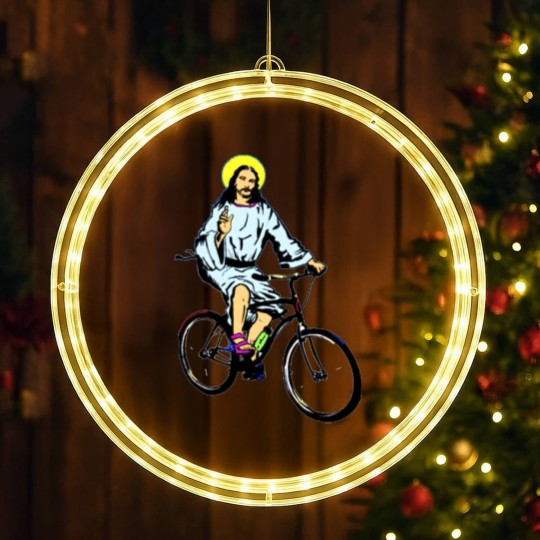 Discover Christ on a bike LED Christmas Window Lights