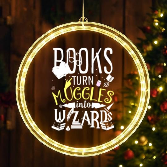 Discover Books turn Muggles into Wizards LED Christmas Window Lights