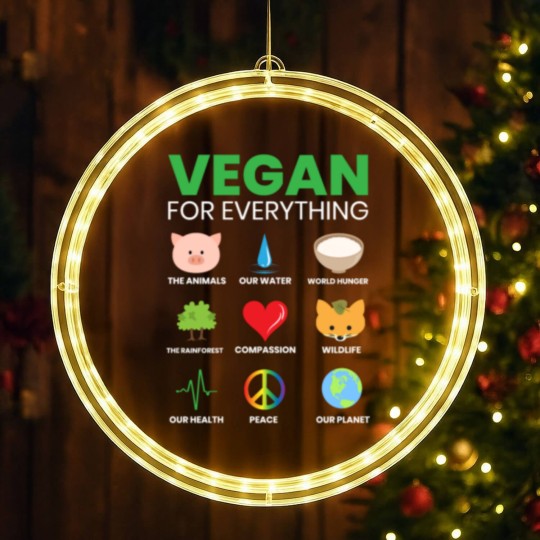 Discover Vegan for Everything Veganism Vegan Nutrition LED Christmas Window Lights