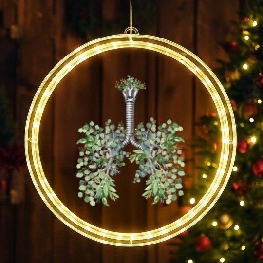 Discover Lung Anatomy, green leaves, Cancer Awareness - Lungs - LED Christmas Window Lights