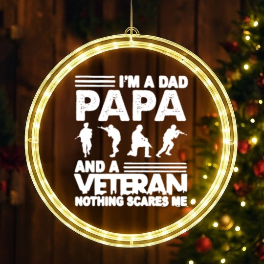 Discover I'M A DAD PAPA AND A VETERAN AND NOTHING SCARES ME LED Christmas Window Lights