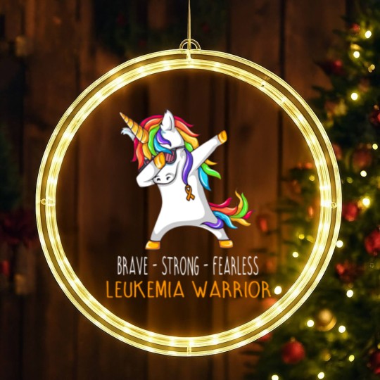 Discover Brave Strong Fearless LEUKEMIA Support LEUKEMIA Awareness Gifts - Leukemia Cancer Awareness - LED Christmas Window Lights