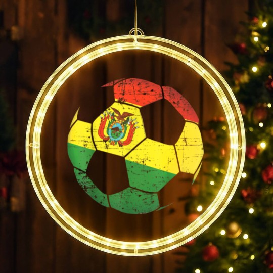 Discover Bolivia Soccer Ball Flag LED Christmas Window Lights