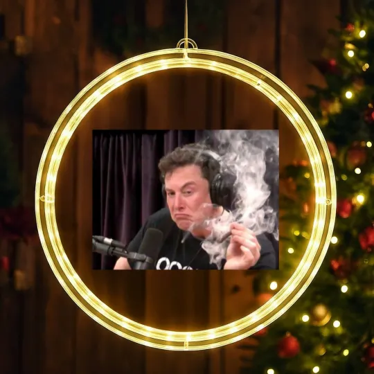 Discover Pfnetie  Elon Musk Smokes Short Sleeve LED Christmas Window Lights