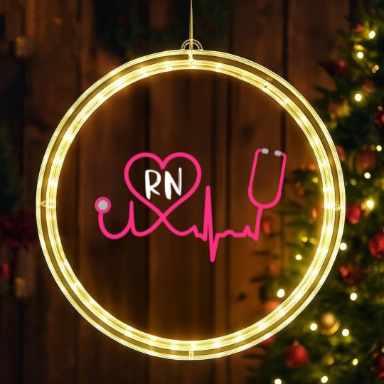 Discover Registered Nurse RN EKG Stethoscope Heart Heartbeat LED Christmas Window Lights