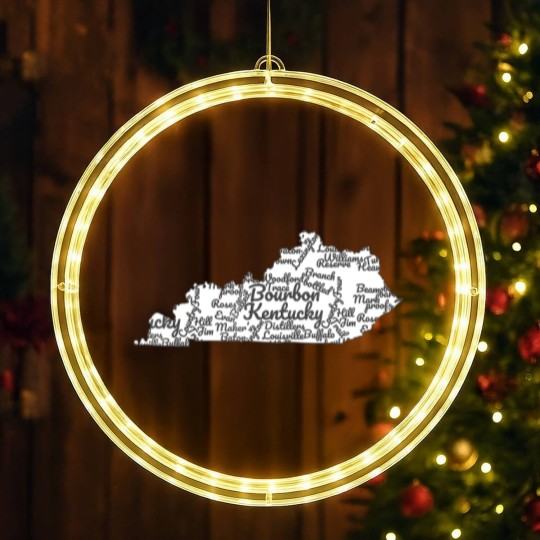 Discover Kentucky LED Christmas Window Lights I Bourbon Trail Map Gift LED Christmas Window Lights I Men Women