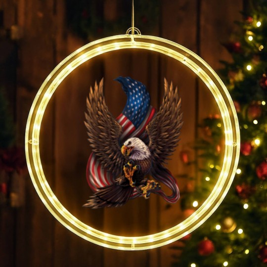 Discover Patriotic American Design With Eagle And Flag LED Christmas Window Lights