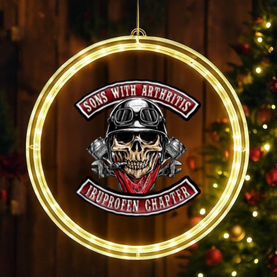 Discover Sons With Arthritis Ibuprofen Chapter Funny Biker Skull LED Christmas Window Lights