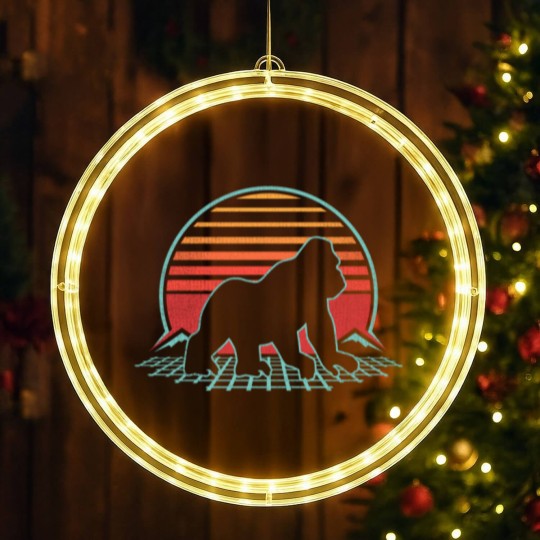 Discover Gorilla Silhouette LED Christmas Window Lights Silverback Retro Vintage 80s Style