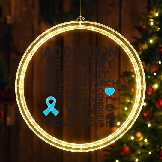 Discover Addiction Recovery Awareness Ribbon - Addiction Recovery Awareness - LED Christmas Window Lights