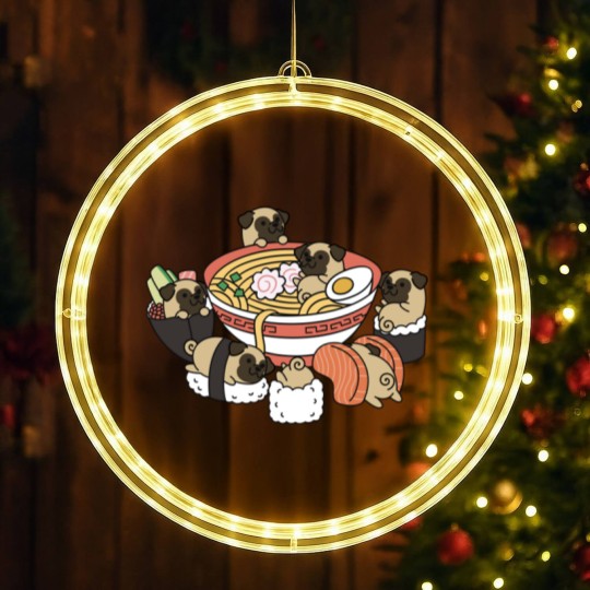 Discover Pug Ramen Sushi - Pug - LED Christmas Window Lights