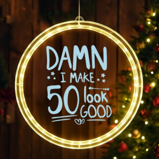 Discover Cool Funny Birthday Gift 50 Years Old Age Jokes LED Christmas Window Lights