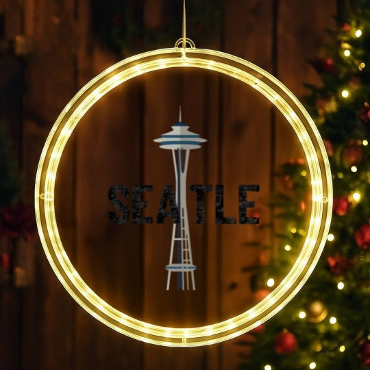 Discover Seattle Space Needle Traveler Souvenir Washington Gift - Seattle Souvenir - LED Christmas Window Lights