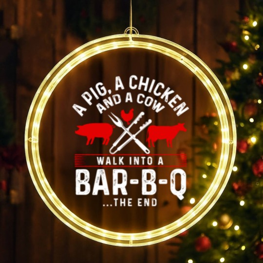 Discover Grill Barbecue BBQ Season Meat Grillmaster Gift LED Christmas Window Lights