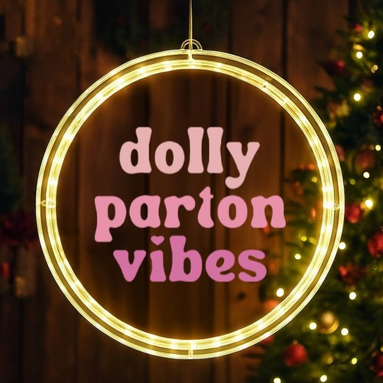 Discover Dolly Parton Vibes LED Christmas Window Lights | Dolly Parton LED Christmas Window Lights for Women | Unisex Graphic LED Christmas Window Lights | Retro Dolly LED Christmas Window Lights | Country Retro Style LED Christmas Window Lights