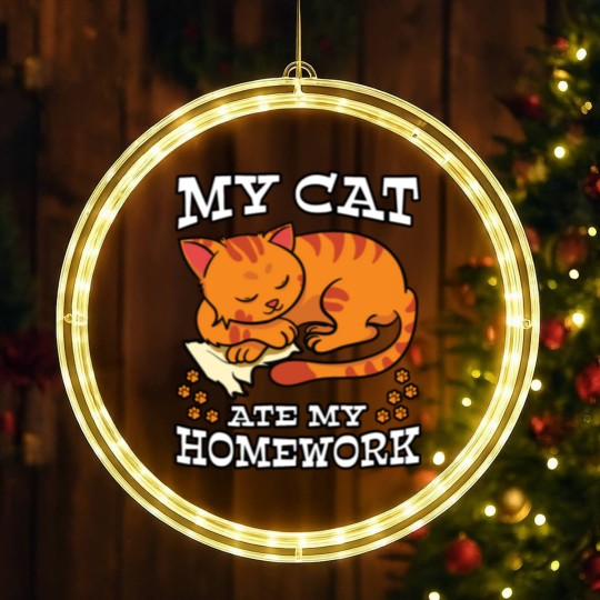 Discover My Cat Ate My Homework LED Christmas Window Lights