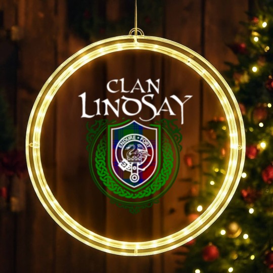 Discover Lindsay Surname Scottish Clan Tartan Crest Badge LED Christmas Window Lights