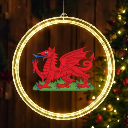 Discover Wales Red Dragon National Flag Symbol LED Christmas Window Lights