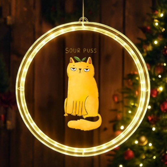 Discover Sour Puss - Cat - LED Christmas Window Lights