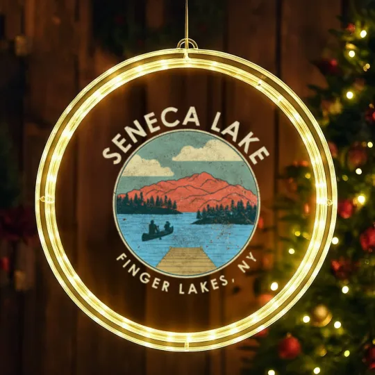 Discover Finger Lakes NY New York Seneca Lake print LED Christmas Window Lights