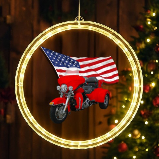 Discover Trike with Flag LED Christmas Window Lights