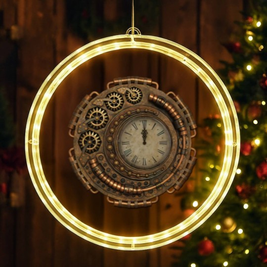 Discover Steampunk Clock LED Christmas Window Lights