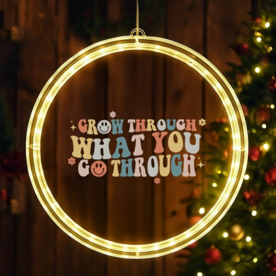 Discover Grow Through What You Go Through, Positive LED Christmas Window Lights, Motivational LED Christmas Window Lights, Positive Saying LED Christmas Window Lights