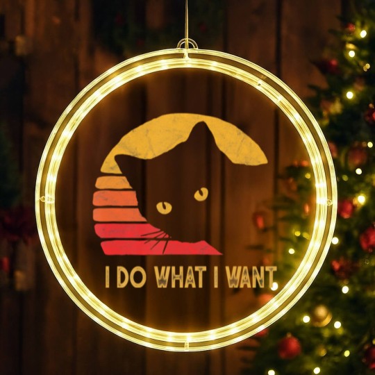Discover Retro I do what I want with my cat funny gift LED Christmas Window Lights