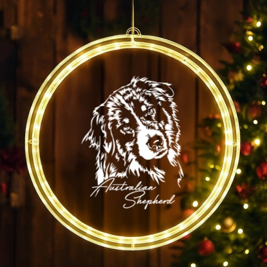 Discover Australian Shepherd Aussie dog portrait - Australian Shepherd Lover - LED Christmas Window Lights