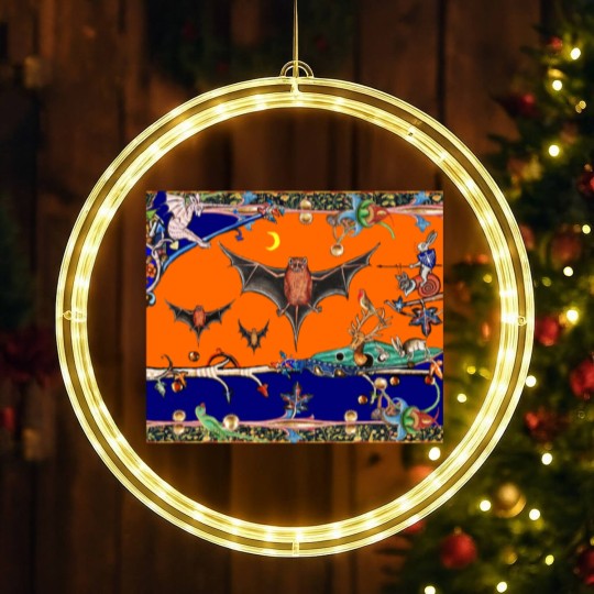 Discover WEIRD MEDIEVAL BESTIARY,FLYING BATS IN NIGHT BLUE LED Christmas Window Lights