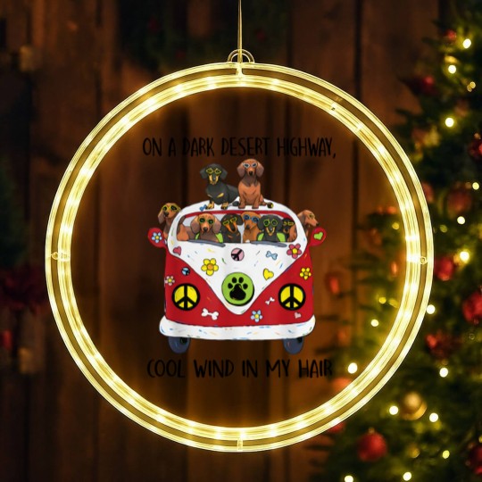 Discover On A Dark Desert Highway Cool Wind in My Hair Dachshund LED Christmas Window Lights