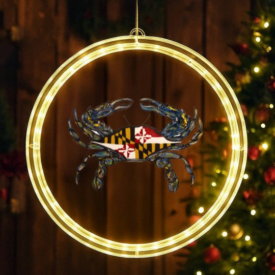 Discover Royal Blue Maryland Flag Crab - LED Christmas Window Lights