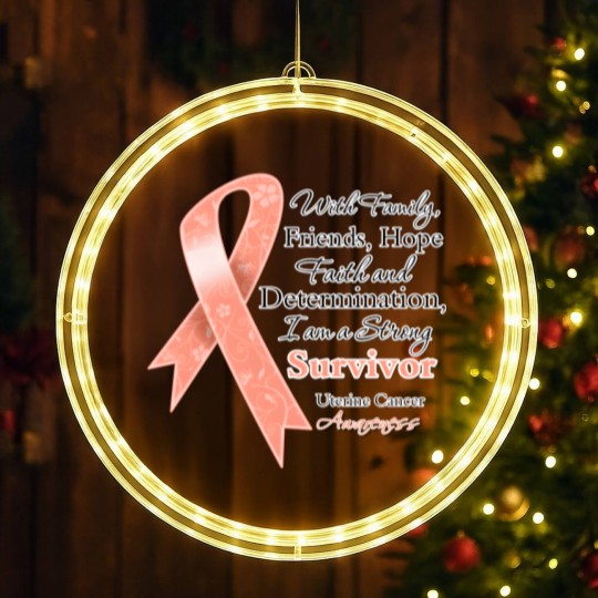 Discover Uterine Cancer Support Strong Survivor LED Christmas Window Lights