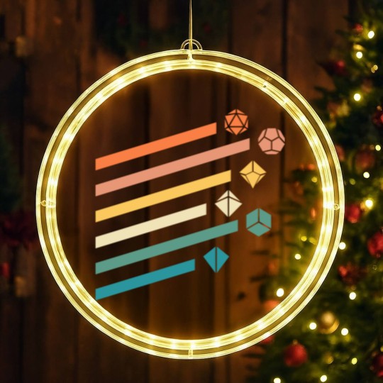 Discover Retro Minimalist Polyhedral Dice Set Tabletop RPG - Dungeons And Dragons - LED Christmas Window Lights