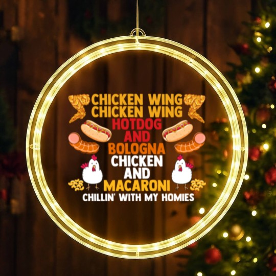 Discover Chicken Wing Macaroni Song Foodie Music Lover LED Christmas Window Lights